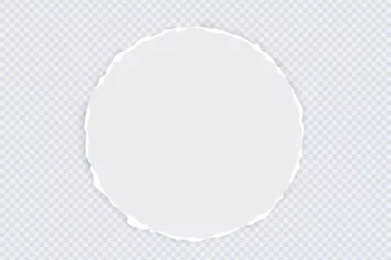 White round ripped paper with torn adges and soft shadow. Design template for text or message on transparent background. Vector illustration © tamaraluiza