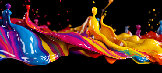 colorful paint fluid background, generative ai