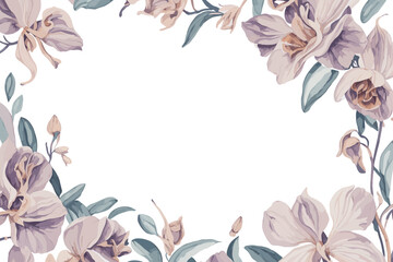 Background Orchids Flower Watercolor with White Space for Wedding Invitation Ornament.