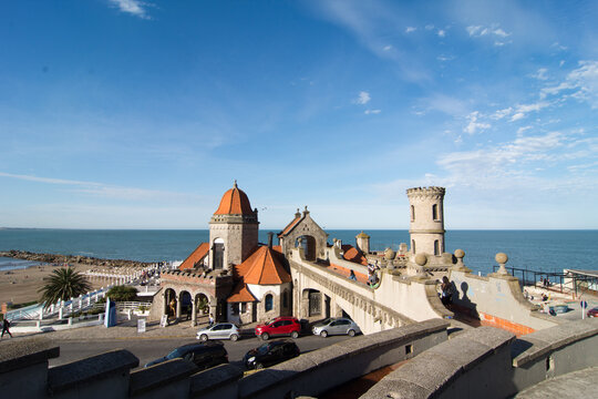 Gothic Style Building in Mar del Plata City, Buenos Aires Province, Argentina Called Monk Torreon or Monk's keep in spanish Torreon del Monje