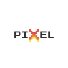 Letter X Pixel Logo Design Element