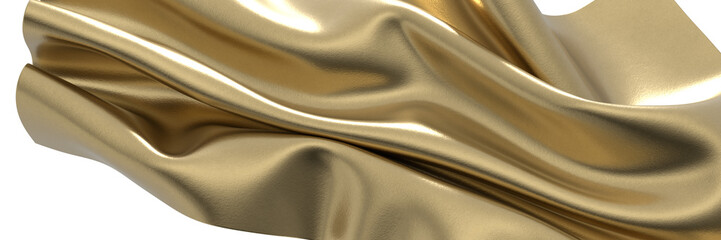 Regal Shimmer: Abstract 3D Gold Cloth Illustration for Majestic Visuals