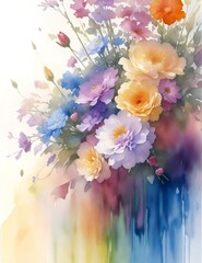 Watercolor Flowers Bouquet Background