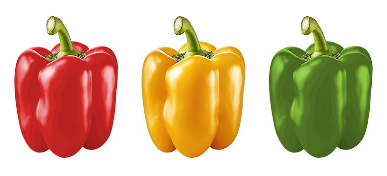 Bell Pepper Set Isolated on Transparent Background - Generative AI
