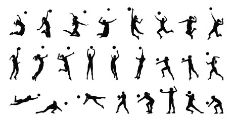 female volleyball silhouette.