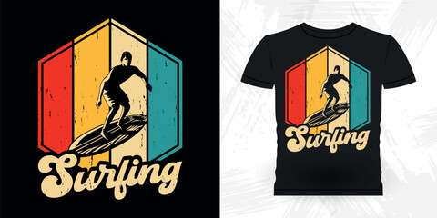 Funny Beach Summer Vacation Retro Vintage Surfing Surfer Lover Summer T-shirt Design