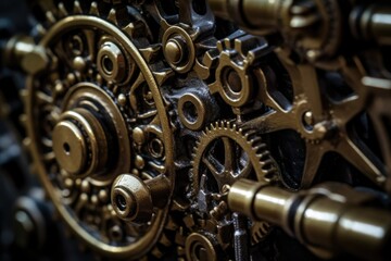 Fototapeta premium The combination of mechanical textures and atmospheric tones. Generative AI