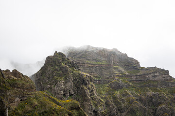 Fototapeta na wymiar Hiking in the Fog at Pico Ruivo on the Island of Madeira