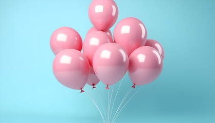 Fototapeta premium pink balloon isolated on blue background