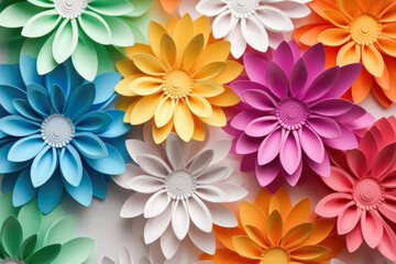 Creative paper abstract 3D flowers background. Beautiful elegant floral design. Generative AI.