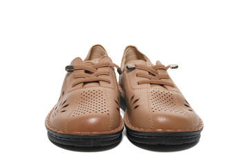 brown boots isolated on white background.