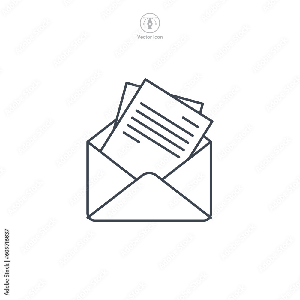 Poster email open envelope icon symbol template for graphic and web design collection logo vector illustrat