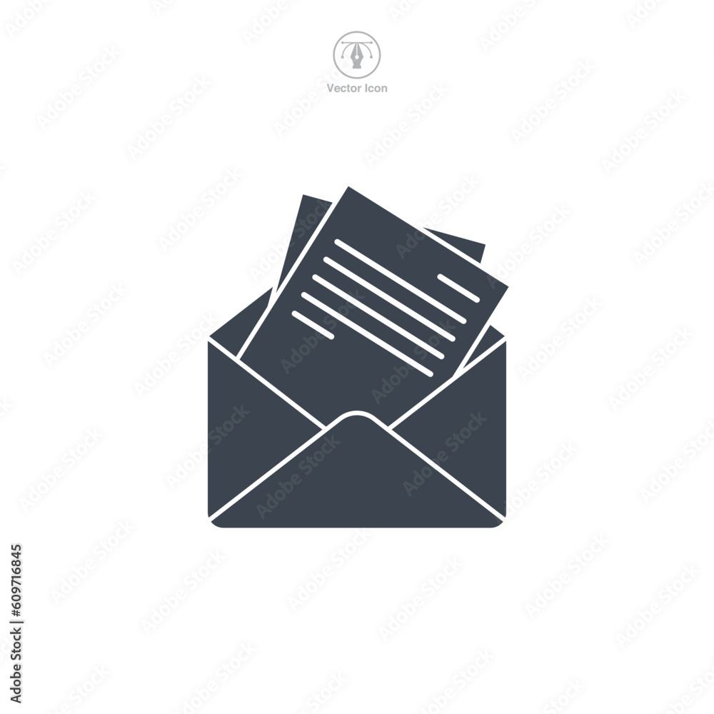 Poster email open envelope icon symbol template for graphic and web design collection logo vector illustrat
