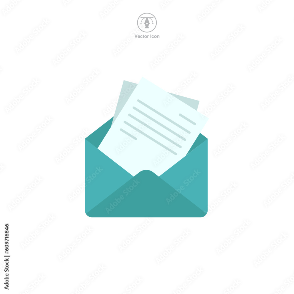 Poster email open envelope icon symbol template for graphic and web design collection logo vector illustrat