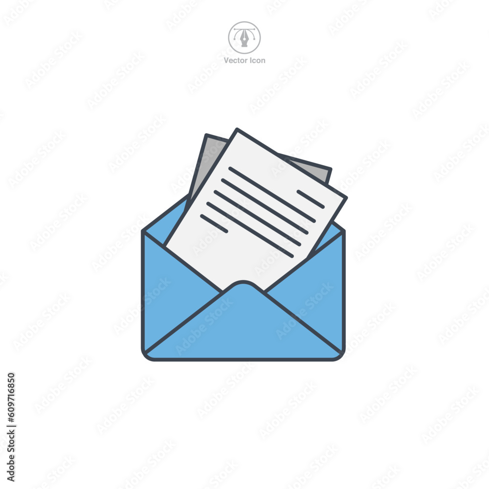 Poster email open envelope icon symbol template for graphic and web design collection logo vector illustrat