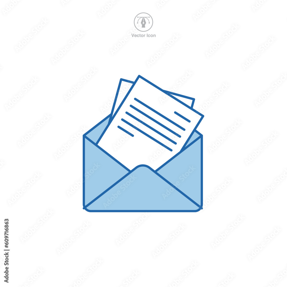 Poster email open envelope icon symbol template for graphic and web design collection logo vector illustrat