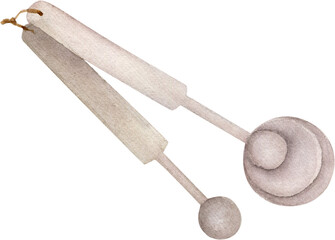 Hand Drawn Watercolor Illustration Measuring Spoons