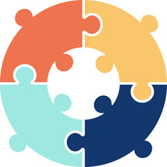 Infographic Pie Flow Chart Jigsaw Cycle Diagram 4 Sections
