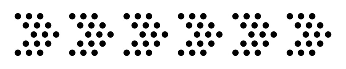 Set with dotted black arrows. Direction arrow. Dotted pointer. Vector 10 Eps.