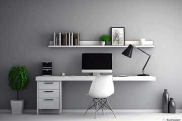 Home office setup in old apartment