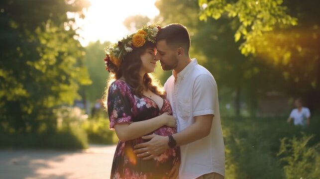 Premium Photo  Loving husband gently hugging his pregnant wife. happy  family in anticipation of the birth of the baby.