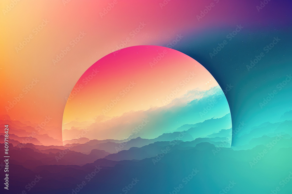 Wall mural abstract colorful sunset with clouds above the ocean. generative ai