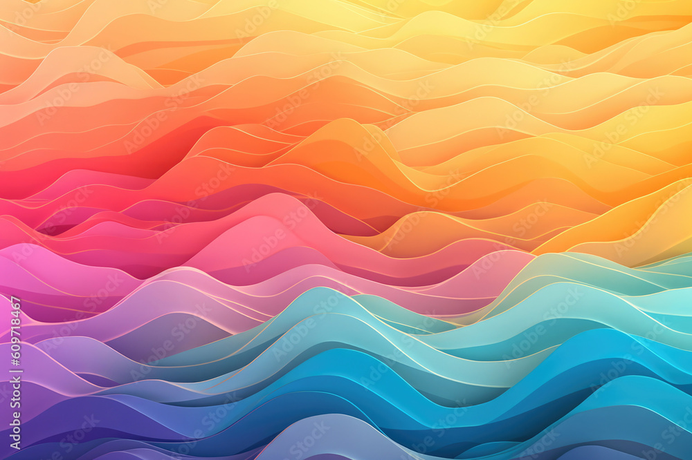 Wall mural abstract colorful waves background for design or presentation. generative ai