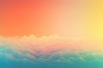 Abstract pastel colored background with orange sky and mountains. Generative AI