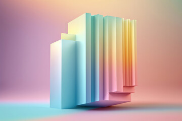 Pastel colored background with 3d shapes. Generative AI