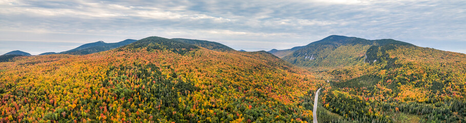 Panorama of autumn colors at Grafton Notch State Park - Maine - scenic drive