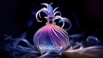 Romantic Perfume Bottle with Rose Petals. Created with Generative AI