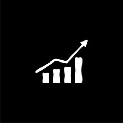  Economy graph in a hand-drawn style icon isolated on black background 