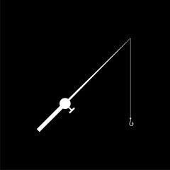 Fototapeta premium Simple illustration of fishing rod reel icon for web design isolated on black background