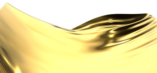 Abstract background of gold wavy silk or satin. 3d