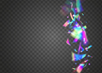 Hologram Texture. Transparent Background. Fiesta Foil. Festive Art. Iridescent Glare. Shiny Celebrate Backdrop. Purple Blur Confetti. Laser Banner. Pink Hologram Texture