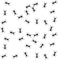  Seamless pattern colony ants on pink background. Vector insects template in flat style for any purpose. Modern animals texture. Pro Vector 