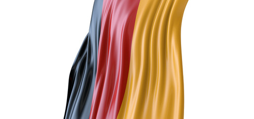 Germany flag background with cloth texture. Realistic Flag of Germany on the wavy surface of fabric.