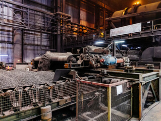 Industrial production line of Iron ore pellets in metallurgical factory