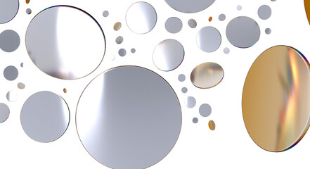  Colorful assorted confetti with serpentine on white  - Silver Holographic PNG