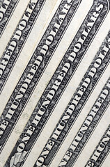 close-up of a group of one hundred American dollars