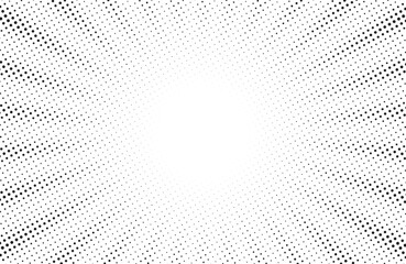 Halftone comics background. Abstract lines backdrop. Design frames for title book. Texture explosive polka. Beam action. Pattern motion flash. Rectangle fast boom zoom. Vector illustration.	