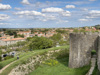 View from Carcassonne fortress( Aude, France)- UNESCO on town.