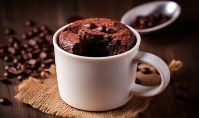 Fototapeta premium a cup of coffee with a chocolate muffin in it. generative ai