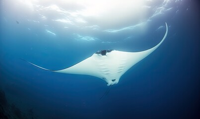  a manta ray swims through the water in the ocean.  generative ai