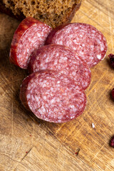 Sausage of moose meat cut into pieces