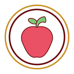 Vector image of an apple inside a circle of brown lines