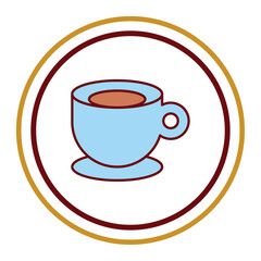 Vector image of coffee cup icon with white background and brown border