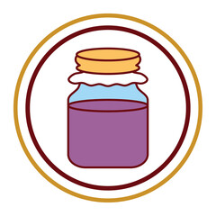 Vector image of jam jar icon with white background and brown border