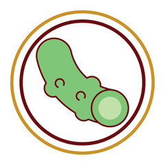 Vector image of a cucumber inside a circle of brown lines