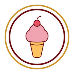 Ice cream vector icon with white background inside a circle